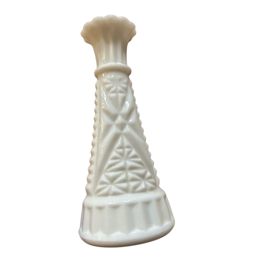 White Textured  milk glass bud vase